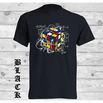 Pánské tričko panske-levne-bavlnene-tricko-vtipne-Rubikova-kostka Barva: Black -černá, velikost: M