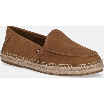 Pánské tenisky Semišové espadrilky Tommy Hilfiger HILFIGER FLEX ESPA SUEDE LOAFER hnědá barva, FM0FM05392 82X, EUR 43