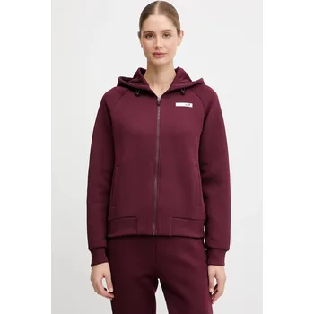 Dámská mikina Mikina EA7 Emporio Armani dámská, vínová barva, s kapucí, hladká, AF13151.7W000675 93X, vel. XS