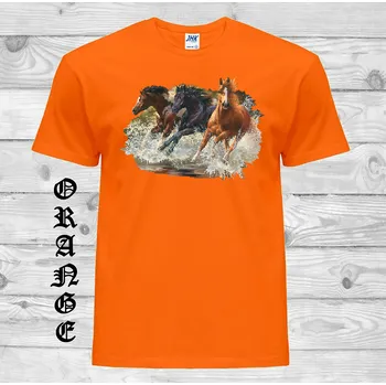 Pánské tričko levne-bavlnene-chopper-tricko-potisk-3-kone Barva: Orange - oranžová, velikost: M