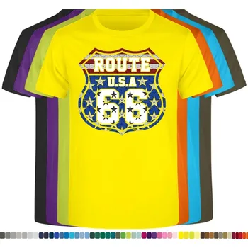 Pánské tričko panske-levne-bavlnene-tricko-chopper-route-66-usa Barva: Yellow - žlutá, velikost: XXL