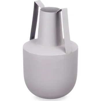 Váza Giftdecor Kovová váza v pastelové barvě, s uchy, 24 cm, šedá