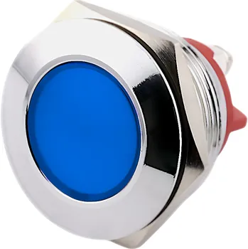 LED osvětlení LED kontrolka kovová šroubovací, pro průměr otvoru 22mm, stříbrná 12 V DC Modrá