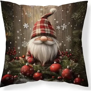 Povlečení DETEXPOL Vánoční povlak na polštářek Trpaslík ozdoby micro Polyester, 40/40 cm