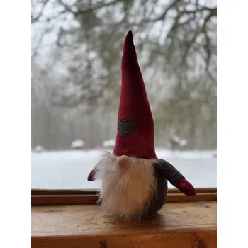 Vánoční dekorace Vánoční skřítek s lesklou červenou čepicí, 51 cm Nové