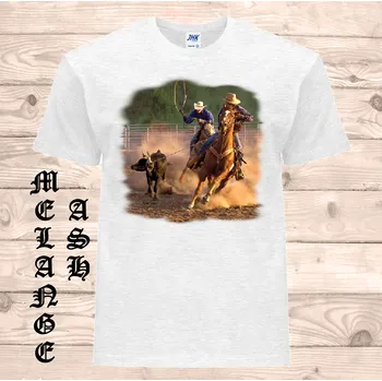 levne-bavlnene-western-tricko-potisk-rodeo Barva: Ash melange - popelová směs, velikost: 5XL