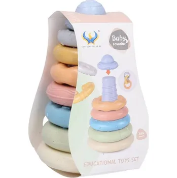 Hračka pro nejmenší Věž kroužky na tyčce 20cm