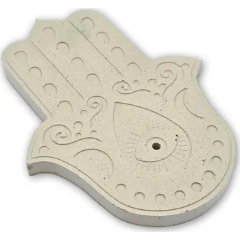 Vonná tyčinka Betonový stojánek ve tvaru Hamsy na vonné tyčinky/kužely, s impregnací, 12*9 cm