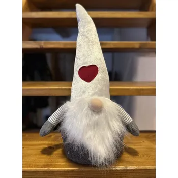 Vánoční dekorace Vánoční skřítek s lesklou bílou čepicí, 51 cm Nové