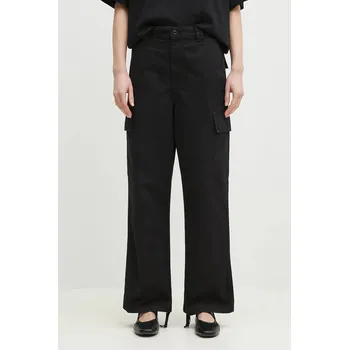 Dámské kalhoty Bavlněné kalhoty Carhartt WIP Kingston Pant černá barva, široké, high waist, I034840, 26, 99X