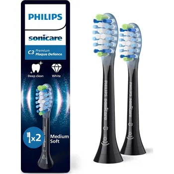 Náhradní hlavice k elektrickému kartáčku Philips Sonicare C3 Premium Plaque Defence náhradní hlavice černé 2 ks HX9042/88