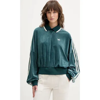 Dámská mikina Velurová mikina adidas Originals Liberty dámská, zelená barva, s aplikací, JW5274 67X, vel. L