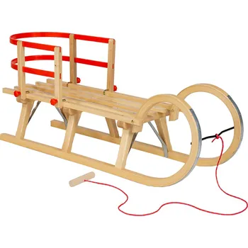 Sáně Dřevěné sáňky AD323 - 110cm s opěrkou a šňůrou