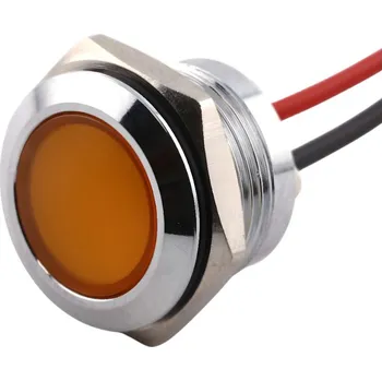 Bodové svítidlo LED kontrolka kovová s vodiči, pro průměr otvoru 16mm, stříbrná Žlutá 110-220 V AC