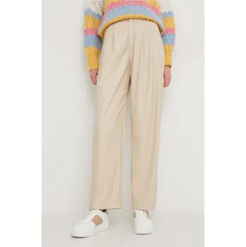 Dámské kalhoty Kalhoty Answear.LAB dámské, béžová barva, jednoduché, high waist 15055.tjs 80X, vel. S