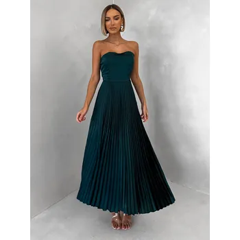 Dámské šaty Smaragdové letní plisované šaty CAPRIE bez ramínek Velikost: ONESIZE