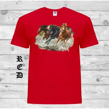 Pánské tričko levne-bavlnene-chopper-tricko-potisk-3-kone Barva: Red - červená, velikost: M