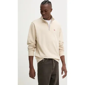 Pánská mikina Bavlněná mikina Levi's pánská, béžová barva, hladká, A8606 08X, vel. S