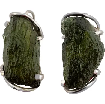 Náušnice Vltavín Moldavite Stříbrné náušnice s vltavíny