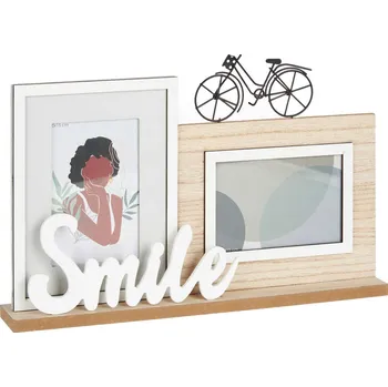 Rám na obraz Giftdecor Stojací fotorámeček na 2 fotografie, dekorační nápis a jízdní kolo,vícebarevný