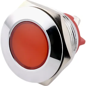 LED páska LED kontrolka kovová šroubovací, pro průměr otvoru 22mm, stříbrná 12 V DC Červená