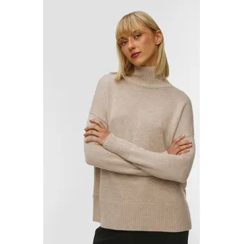 Dámský svetr Bežový Dámský Kašmírový Svetr S Rolákem Kujten Ulla F2060-2238