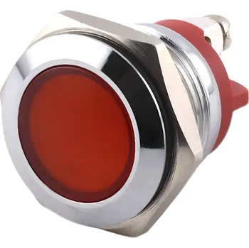 LED páska LED kontrolka kovová šroubovací, pro průměr otvoru 19mm, stříbrná Červená 12-24 V DC