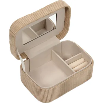 Úložný box Home Styling Collection Malá šperkovnice, manšestr, 19 x 13,5 x 8 cm, hnědá