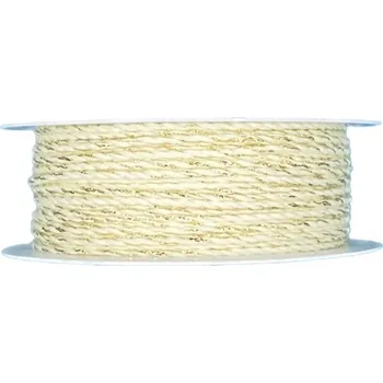 Stuha Dekorační provázek COUNTDOWN CREAM GOLD zlatý 1mm x 5m (3,- Kč/m) (Dekorační provázek bavlněný, krémový, zlatá nit)