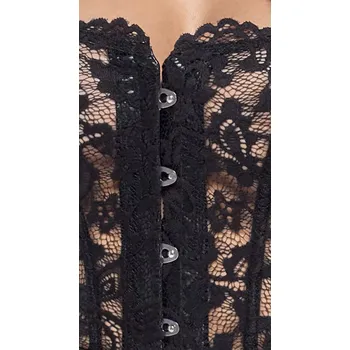 Dámské šaty Noir krátké šaty Noir s korzetem z krajky a powerwetlook sukní černá L