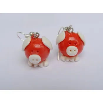Náušnice Fimo náušnice - červená prasátka