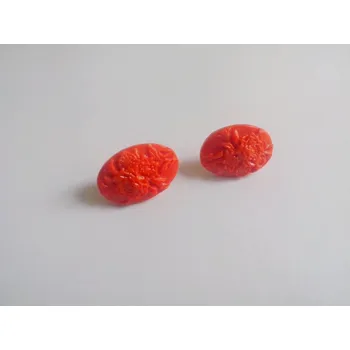 Náušnice Fimo náušnice - květina - tm.oranžová