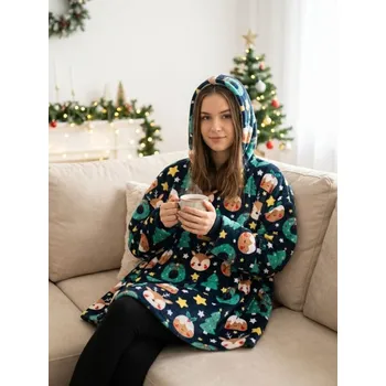 Dámské tričko Sinsay - Vánoční snoodie - modrá - 336GL-55X - 336GL-55X-ONE