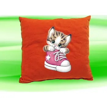 Dekorativní polštářek Polštář s kočičkou cihlový (kočka v botě)