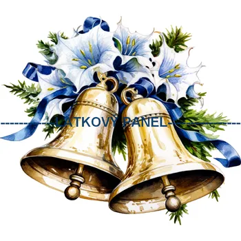 Látkový panel - Vánoční zvonky - VA-21 Velikost: 20x20cm, Materiál: Úplet