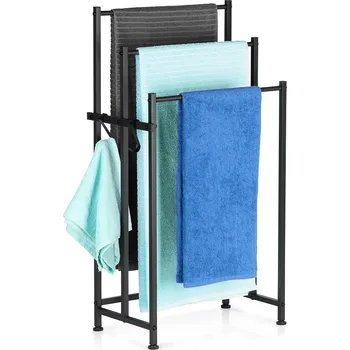 Věšák stojanový kovový černý věšák na ručníky Vilde