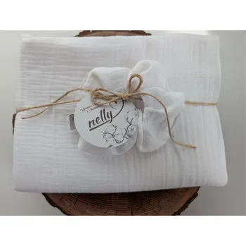 Šála Nelly Set mušelínová šála s gumičkou - bílý