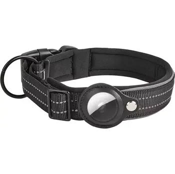 Obojek pro psa TopTechnology Obojek pro psa s AirTag - neoprenová podšívka a reflexní prvky, velikost: L (černý)
