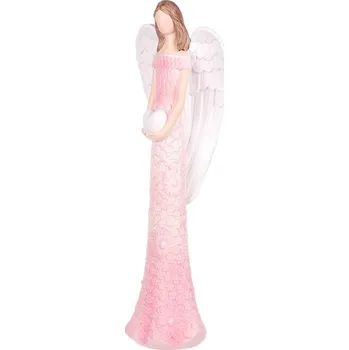 Vánoční dekorace Dekorace Autronic Anděl z polyresinu držící srdce, barva růžová (AND219-PINK)