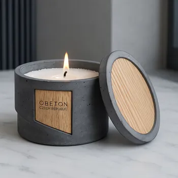 Svíčka Obeton Evan 450g vesmírně šedá/dub