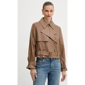 Dámský kabát Kožený trenčkot BOSS Satela 50541289 hnědá 88X, vel. 42