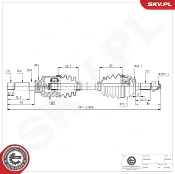 Poloosa kola Hnací hřídel - poloosa ESEN SKV 40SKV343