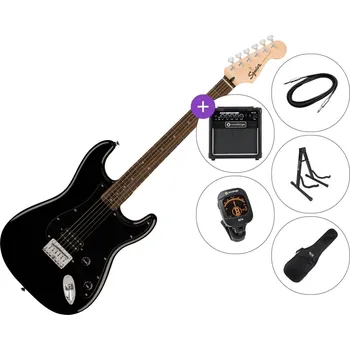 Elektrická kytara Fender Squier Sonic Stratocaster HT H LRL SET 2 Black Elektrická kytara