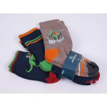 CNB BERLIN sada 3 párů termo ponožky DE 54857 tmavomodré s proužkem, béžové a modré dino velikosti ponožek: 20-22 ( EUR vel. 31-34)