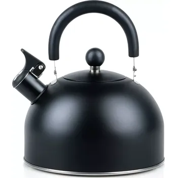 Konvice na čaj Ocelová černá konvice s píšťalkou 3 l
