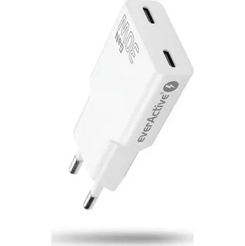 Nabíječka do sítě everActive GaN super slim 30 W s 2× USB‑C