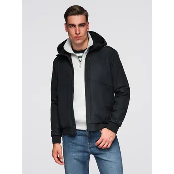 Pánská casual bunda Ombre Men's lightweight jacket with mesh lining and hood Ombre černá | šedá | světle modrá 3460168