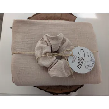 Šála Nelly Set mušelínová šála s gumičkou - Cappuccino