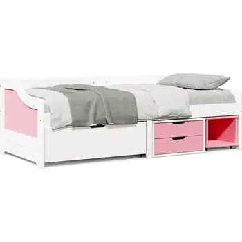 Ložnice zahrada-XL Válenda se 3 zásuvkami bez matrace bílá a růžová IRUN 90x200 cm 3314685