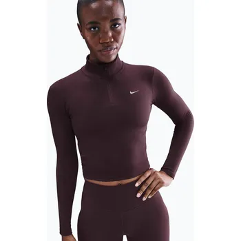 Dámské tričko Nike One Fitted Dri-Fit 1/4 Zip Mid Layer burgundy crush/white